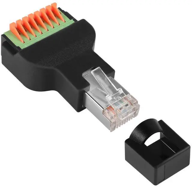 Main image of RJ45 Male Quick Connect Solderless Adapter RJ45 Male to 8Pin Crimp Terminal Network Connector RJ45 Spring Crimp Terminal Plug, for Quick Field Installation of CAT6A Ethernet Patch Cable