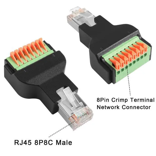 Alt view image 2 of 6 - RJ45 Male Quick Connect Solderless Adapter RJ45 Male to 8Pin Crimp Terminal Network Connector RJ45 Spring Crimp Terminal Plug, for Quick Field Installation of CAT6A Ethernet Patch Cable