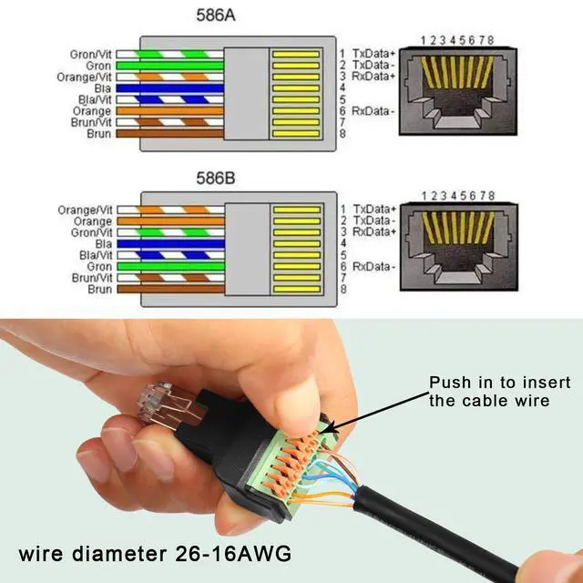 Alt view image 3 of 6 - RJ45 Male Quick Connect Solderless Adapter RJ45 Male to 8Pin Crimp Terminal Network Connector RJ45 Spring Crimp Terminal Plug, for Quick Field Installation of CAT6A Ethernet Patch Cable