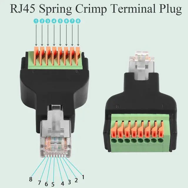 Alt view image 4 of 6 - RJ45 Male Quick Connect Solderless Adapter RJ45 Male to 8Pin Crimp Terminal Network Connector RJ45 Spring Crimp Terminal Plug, for Quick Field Installation of CAT6A Ethernet Patch Cable