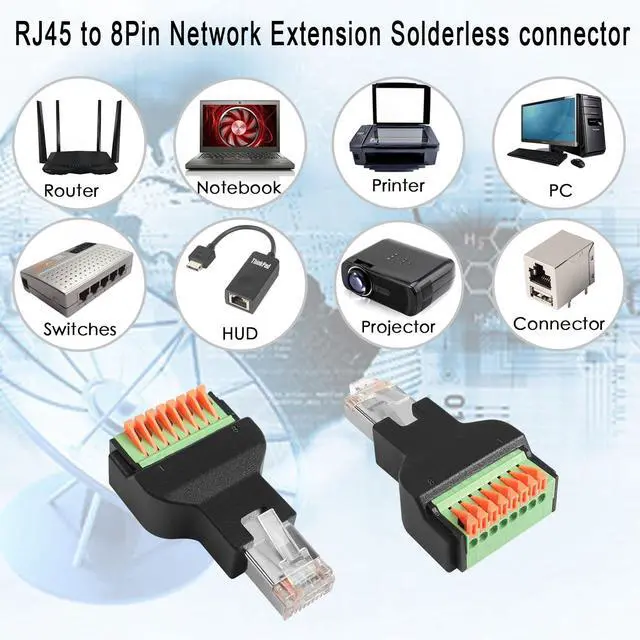 Alt view image 6 of 6 - RJ45 Male Quick Connect Solderless Adapter RJ45 Male to 8Pin Crimp Terminal Network Connector RJ45 Spring Crimp Terminal Plug, for Quick Field Installation of CAT6A Ethernet Patch Cable