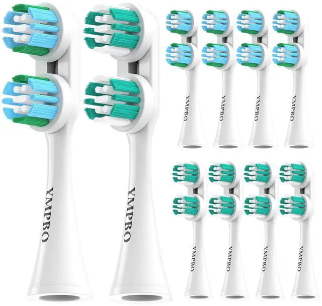 Main image of Replacement Heads Compatible with Spinbrush Electric Powered Toothbrush Adults, 10 Pack Brush Head Replacement Refill, Green+Blue