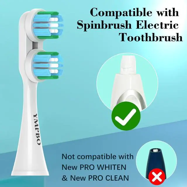 Alt view image 2 of 6 - Replacement Heads Compatible with Spinbrush Electric Powered Toothbrush Adults, 10 Pack Brush Head Replacement Refill, Green+Blue