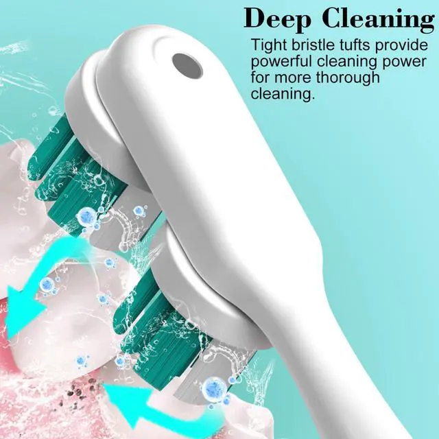 Alt view image 3 of 6 - Replacement Heads Compatible with Spinbrush Electric Powered Toothbrush Adults, 10 Pack Brush Head Replacement Refill, Green+Blue