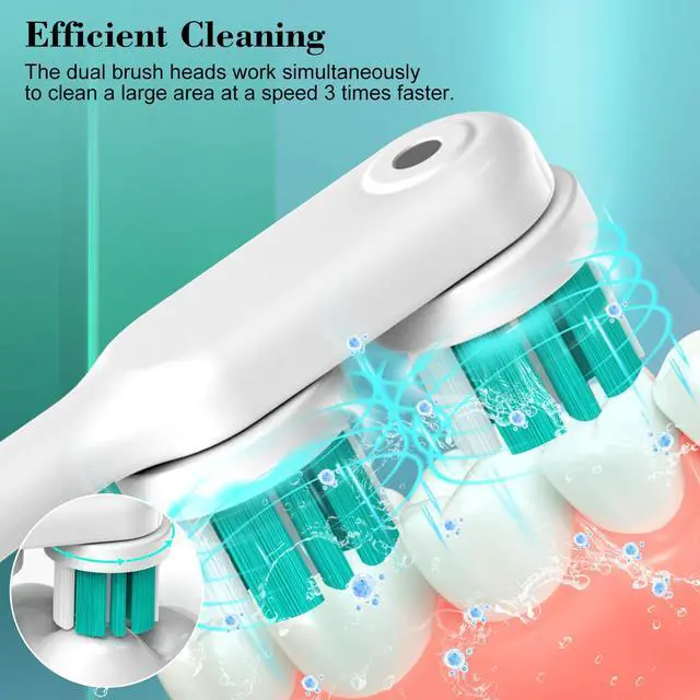 Alt view image 4 of 6 - Replacement Heads Compatible with Spinbrush Electric Powered Toothbrush Adults, 10 Pack Brush Head Replacement Refill, Green+Blue