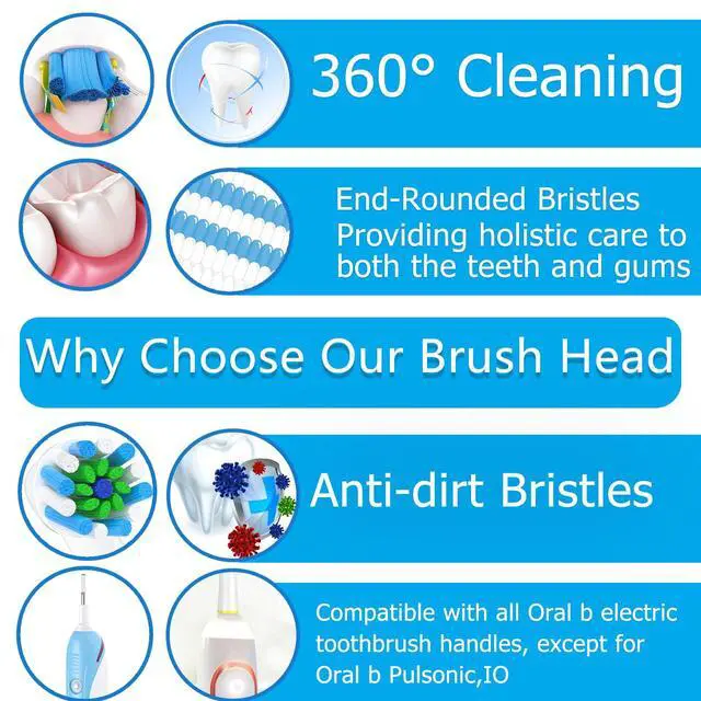 Alt view image 2 of 7 - Replacement Brush Heads Fit for Braun Oral b, Compatible with Oral-B Pro 1000/2000/3000/5000/6000 Smart and Genius Electric Toothbrush, 12 Pcs (White)