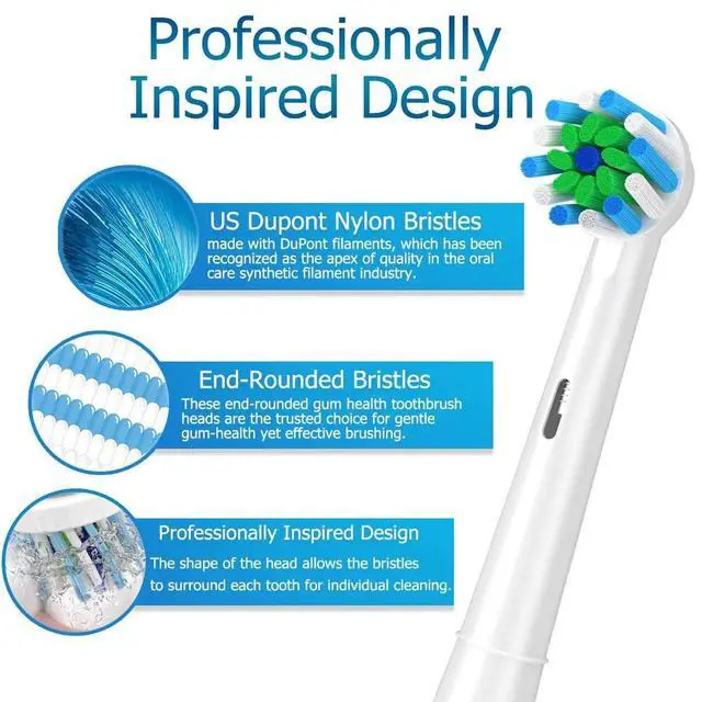 Alt view image 3 of 7 - Replacement Brush Heads Fit for Braun Oral b, Compatible with Oral-B Pro 1000/2000/3000/5000/6000 Smart and Genius Electric Toothbrush, 12 Pcs (White)