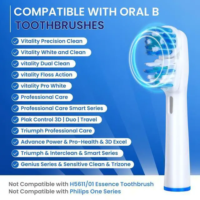 Alt view image 2 of 6 - Replacement Brush Heads Compatible with Oral B- Double Clean Design, Double Clean Brush Heads, Compatible with Braun Oral-B Dual Clean Electric Toothbrush (16-Pack)