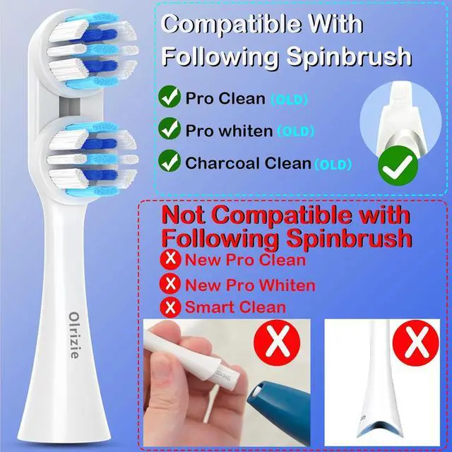 Alt view image 2 of 7 - Replacement Toothbrush Heads Compatible with Spinbrush Pro Clean(Old), High Efficiency Cleaning Electric Toothbrush Replacement Heads with Dua Head Design & Medium Bristles, 8 Pack
