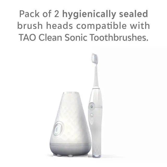 Alt view image 2 of 3 - Sonic Electric Toothbrush Replacement Heads (2-Pack) Whitening Head Replacement Heads for The TAO Clean Electric Toothbrush and Docking Station