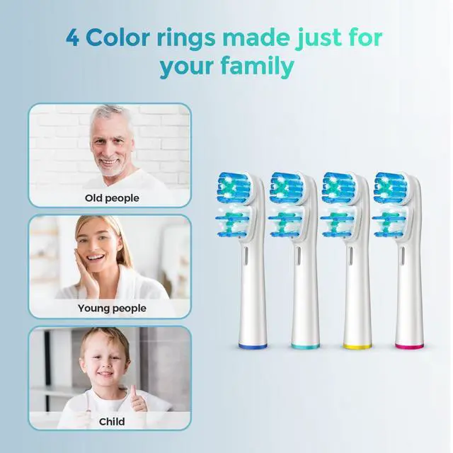 Alt view image 6 of 6 - 16 Pcs Double Heads Replacement Toothbrush Heads Compatible with Oral B Braun,Electric Toothbrush Heads Refill for Pro 500/1000/1500/3000/7000/8000/9600