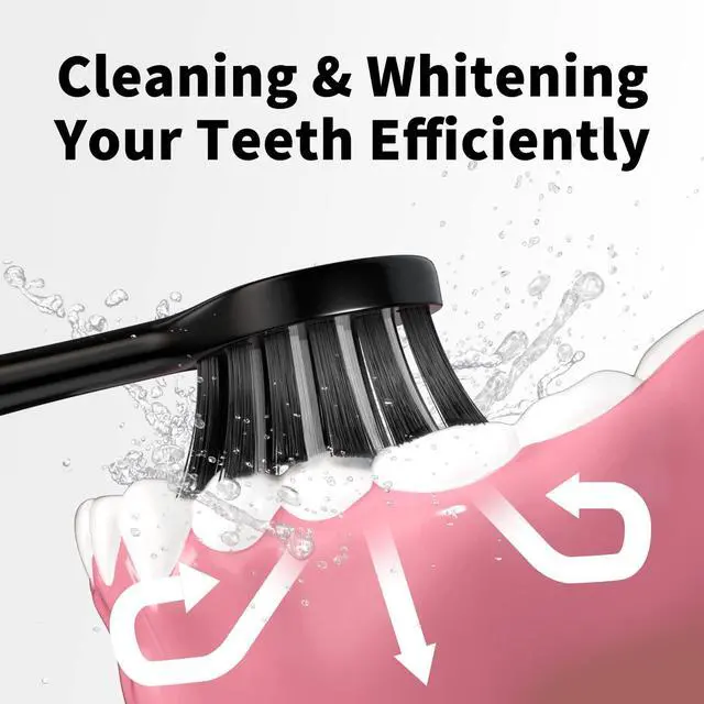 Alt view image 3 of 6 - Replacement Toothbrush Heads Compatible with Gleem Electric Toothbrush, W Shape Design Planted with Nylon Bristle Black 10 Pack (Black)