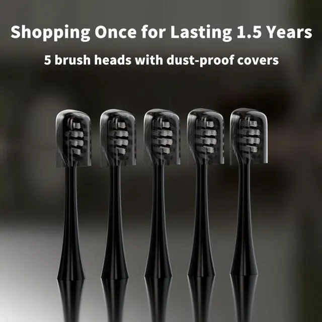 Alt view image 4 of 6 - Replacement Toothbrush Heads Compatible with Gleem Electric Toothbrush, W Shape Design Planted with Nylon Bristle Black 10 Pack (Black)