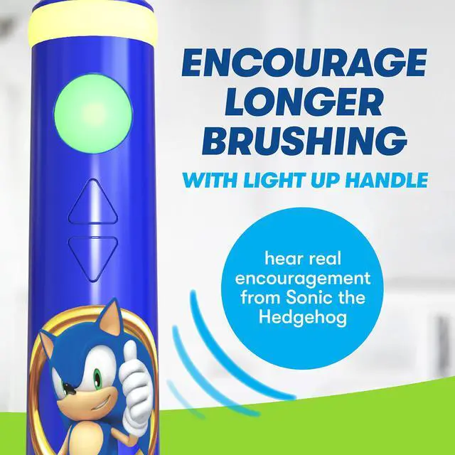 Alt view image 5 of 7 - Play Action Sonic The Hedgehog Toothbrush Kit, Interactive Battery Operated Toothbrush with Lights, Music and Games, Batteries Included, Ages 3+