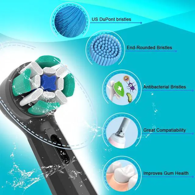 Alt view image 5 of 7 - Replacement Heads Compatible with Oral B iO Electric Toothbrush, Soft Toothbrush Heads Fit for Oral-B iO 2/3/4/5/6/7/8/9/10 Series with Covers, White+Black 8pcs