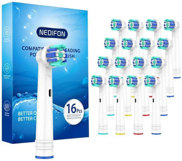 Main image of Replacement Toothbrush Heads Compatible with Oral-B Electric Toothbrush, 16 Pack Individually Sealed Electric Toothbrush Refills for Pro 1000/3000/5000/7000/8000/9600