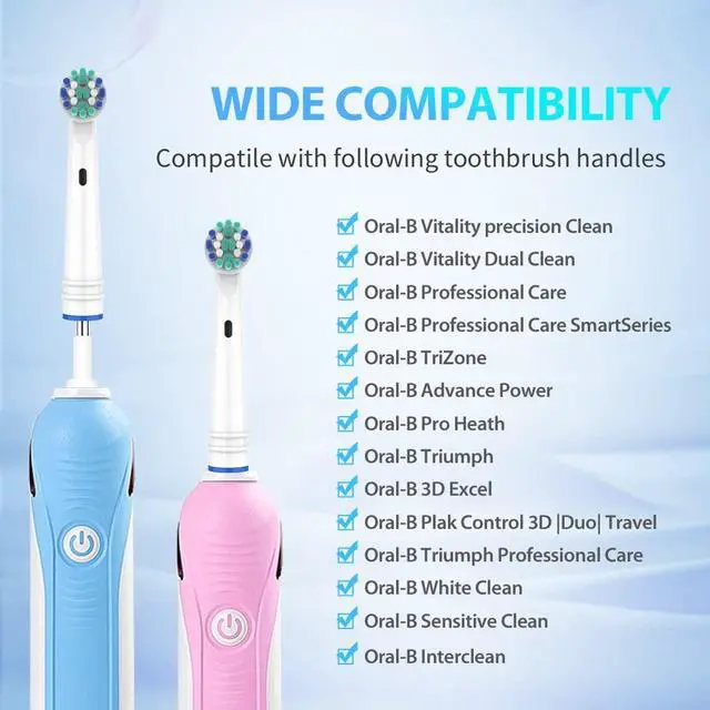 Alt view image 2 of 7 - Replacement Toothbrush Heads Compatible with Oral-B Electric Toothbrush, 16 Pack Individually Sealed Electric Toothbrush Refills for Pro 1000/3000/5000/7000/8000/9600