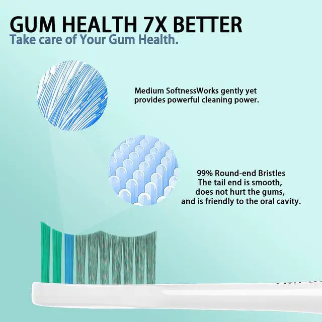 Alt view image 4 of 7 - 10 Pack Toothbrush Replacement Heads Compatible with TAO Clean Sonic Toothbrush Adults, Tooth Brush Head Toothbrush Heads Refill, Medium Bristles, Whitening