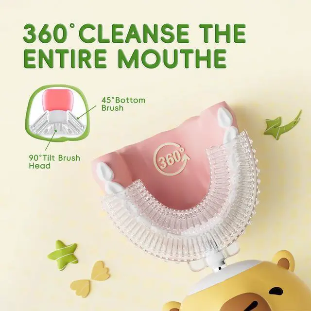 Alt view image 3 of 6 - Kids Electric Toothbrush U Shaped - Cartoon Capybara with 6 Brush Heads Full Mouth Degree Cleaning Sonic Toddler Automatic Toothbrush with IPX7 Waterproof (Capybara 2-14 Years)