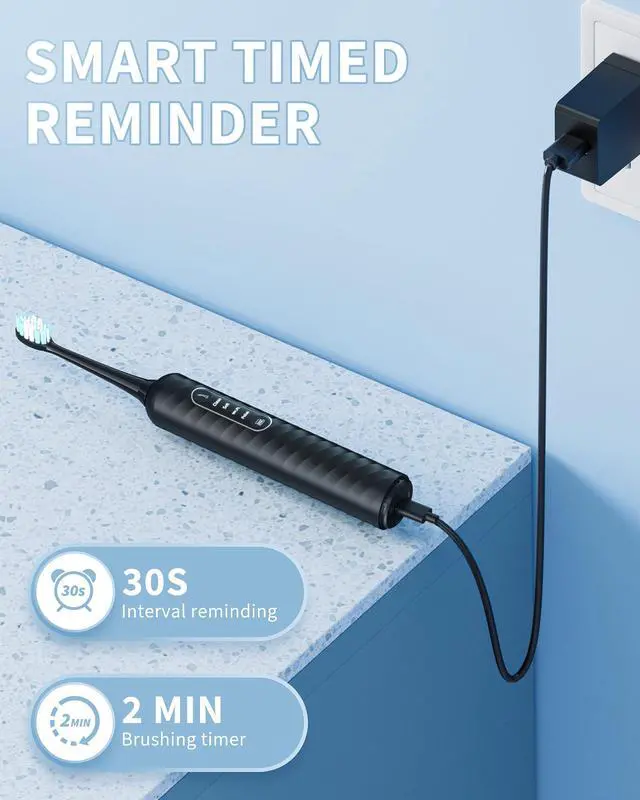 Alt view image 6 of 7 - Electric Toothbrush with Water Flosser - 2 in 1 Teeth Cleaning Kit, Electric Toothbrush and flosser Combo, Toothbrush with 3 Cleaning Modes, Portable Water flosser Design for Home & Travel (Black)