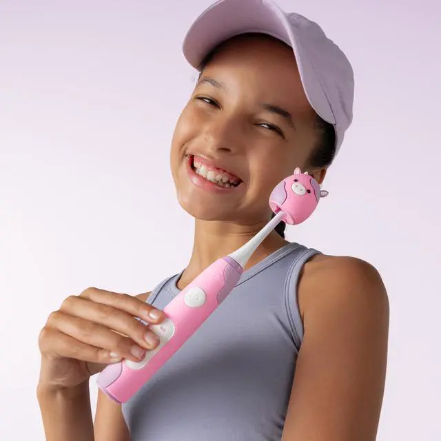 Alt view image 2 of 7 - Squishmallows Electric Toothbrush, Sonic Toothbrushes for Kids, Rechargeable, 3 Brushing Modes, Over 5 Weeks Battery Life Extra Brush Head Included, Gift for Kids Aged 4 Years and Up, Patty