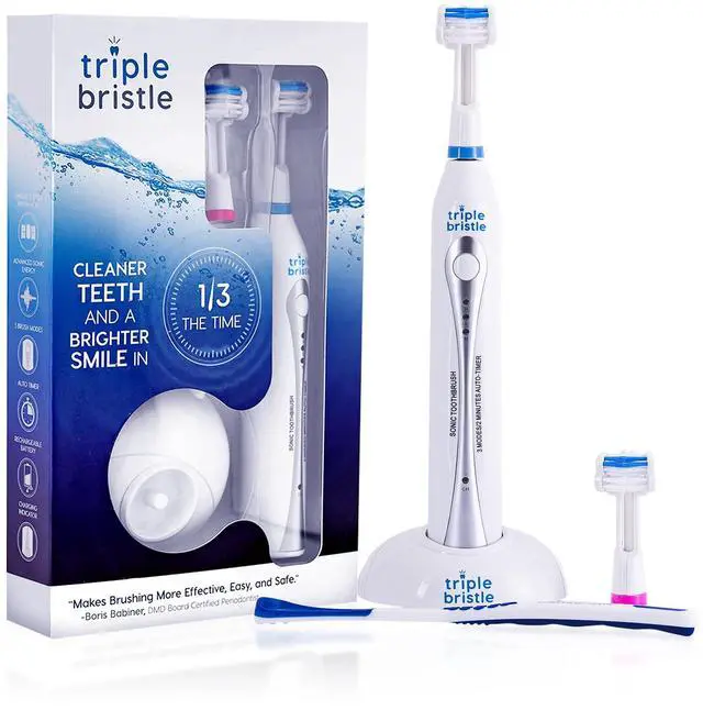 Main image of Original Sonic Toothbrush | Rechargeable 31,000 VPM Tooth Brush | Patented 3 Head Design | Angled Bristles Clean Each Tooth | Dentist Created & Approved Original