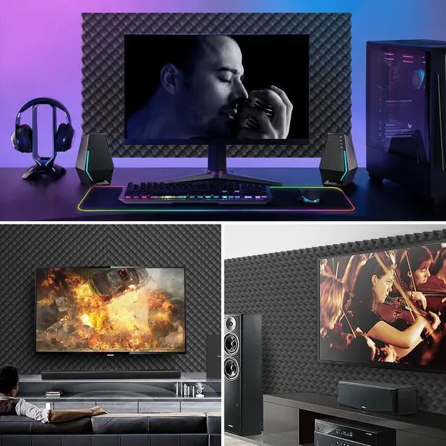 Alt view image 6 of 7 - 6 Pack 1.5"X12"X12" Acoustic Foam, Sound Proof Egg Crate Foam(Most Soundproofing Design), Upgraded Acoustic Panels, Fire-Retardent Sound Proof Foam Panels for Walls, Doors, Sound Foam Made by