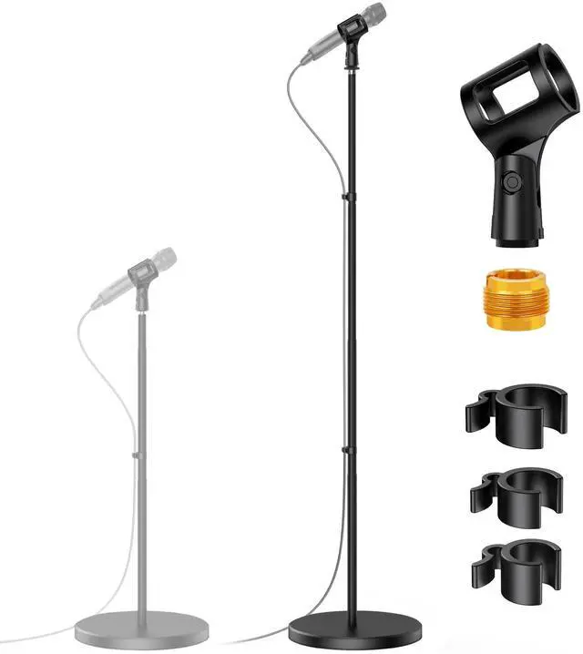 Main image of Telescopic Mic Stand, Height Adjustable from 22" to 68" Microphone Stand Floor Weighted Base Boom Mic Arm Stand for Blue Yeti HyperX QuadCast SoloCast Shure SM58 Samson Q2U Fifine K669B