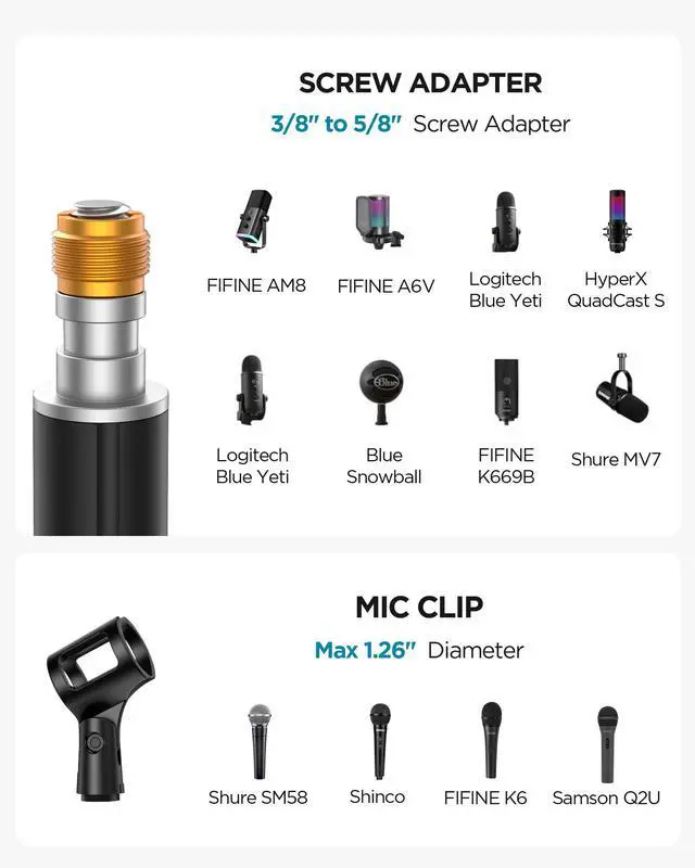 Alt view image 5 of 7 - Telescopic Mic Stand, Height Adjustable from 22" to 68" Microphone Stand Floor Weighted Base Boom Mic Arm Stand for Blue Yeti HyperX QuadCast SoloCast Shure SM58 Samson Q2U Fifine K669B