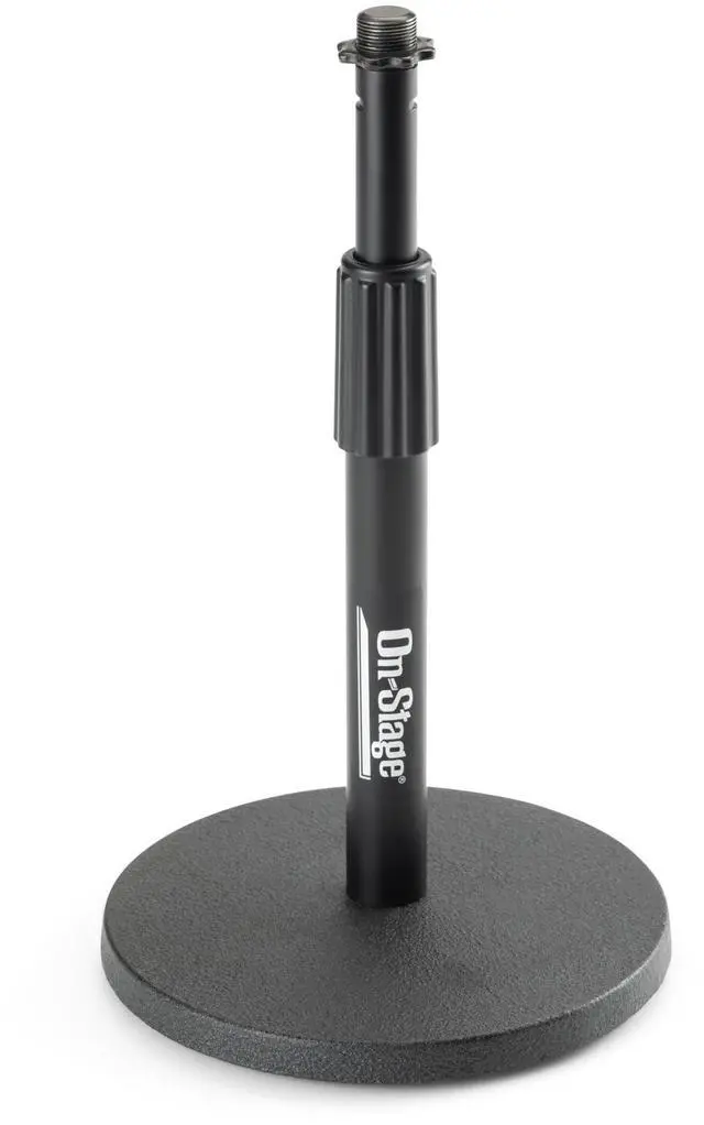 Main image of DS7200B Adjustable Desktop Mic Stand (for Recording, Streaming, Podcasting, Bass, Drums&Amps, Adjustable Height, Round Weighted Base, 5/8-27 Threading, Metal, Black)
