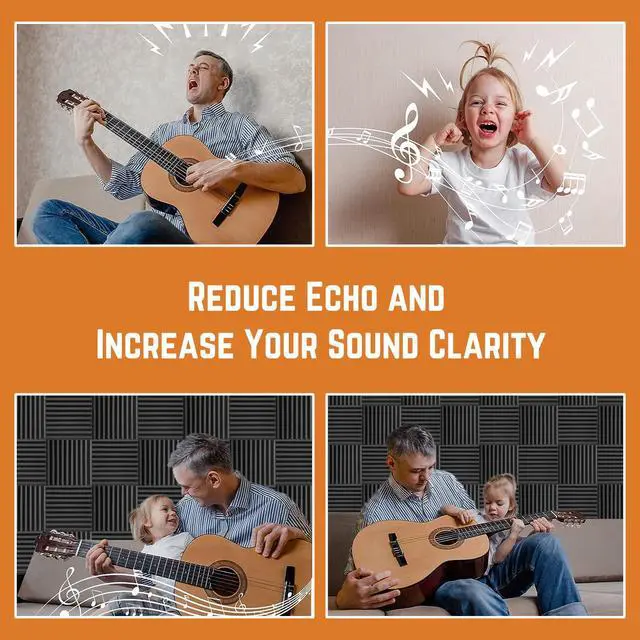 Alt view image 6 of 7 - Acoustic Foam Panels Sound Absorbing 12 Pack - 1" X 12"X 12" Sound Proof Panels Noise Reducing for Walls, High Density Sound Deadening Panels Black Wedge for Studio Recording & Office & Home