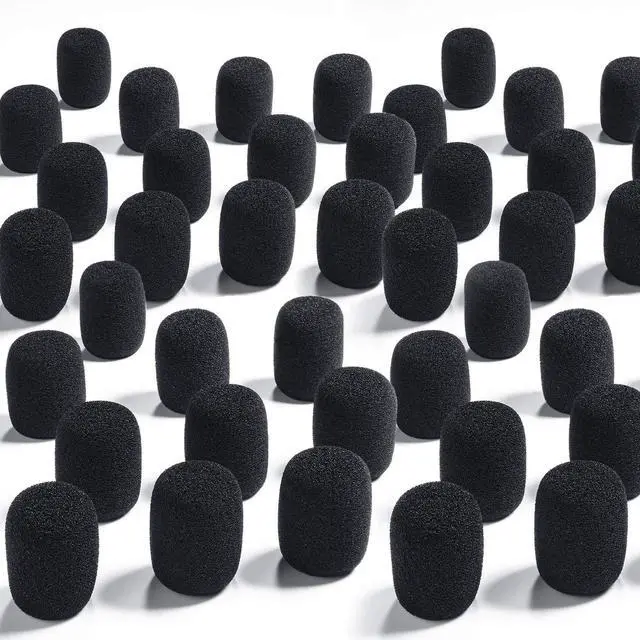 Main image of 50 Pieces Mini Foam Microphone Windscreen Headset Mic Covers Foam Protection for Small Lapel and Lavalier Microphones(Black)