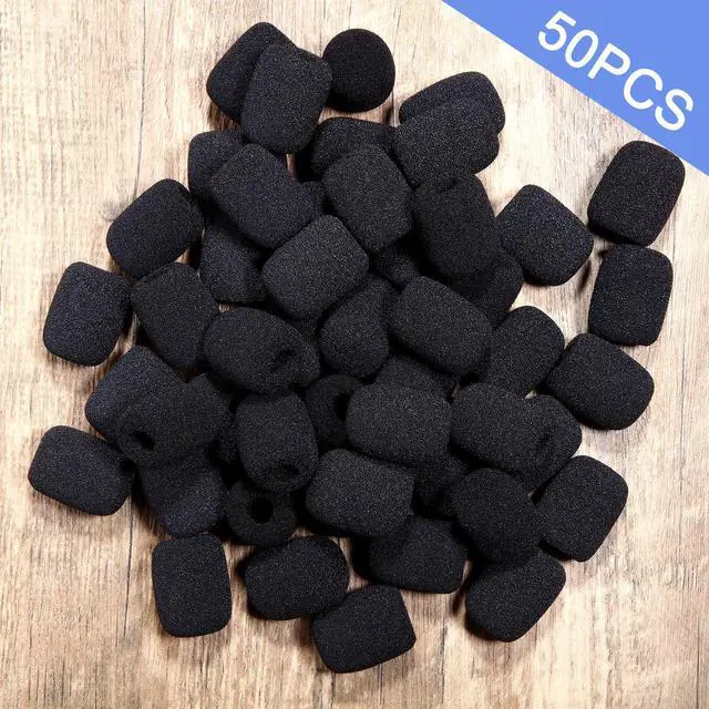 Alt view image 4 of 6 - 50 Pieces Mini Foam Microphone Windscreen Headset Mic Covers Foam Protection for Small Lapel and Lavalier Microphones(Black)