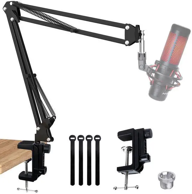 Main image of QuadCast Boom Arm, Mic Arm for Blue Yeti HyperX QuadCast SoloCast Fifine AM8 and Most Microphone, Mic Stand Desk with 3/8" to 5/8" Adapter by