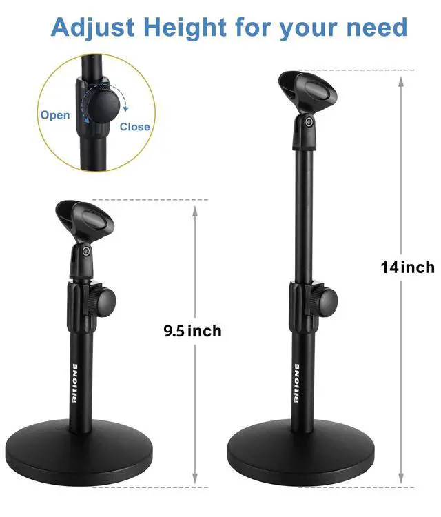 Alt view image 5 of 7 - Multifunctional Desktop Microphone Stand, Adjustable Mic Stand Desk with Pop Filter, Shock Mount, Microphone Clip, 5/8" to 3/8" Metal Screw Adapter