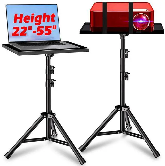 Main image of Projector Stand, 33LB Load Bearing & 22-55" Height Adjustable, for Projector/Laptop/DJ Gear, Outdoor/Office/Studio - Stable Base (Black)