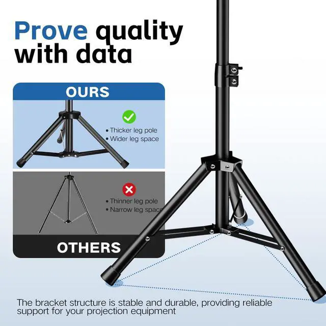 Alt view image 4 of 7 - Projector Stand, 33LB Load Bearing & 22-55" Height Adjustable, for Projector/Laptop/DJ Gear, Outdoor/Office/Studio - Stable Base (Black)