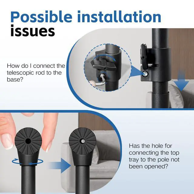 Alt view image 7 of 7 - Projector Stand, 33LB Load Bearing & 22-55" Height Adjustable, for Projector/Laptop/DJ Gear, Outdoor/Office/Studio - Stable Base (Black)