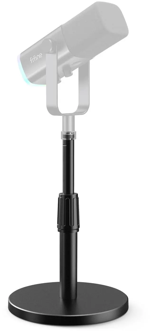 Main image of Desktop Microphone Stand, Heavy-Duty Metal Adjustable Table Mic Stand with 5/8" Male to 3/8" Female Screw Adapter, 4 Non-Slip Pads Compatible with Microphones for Recording, Streaming-BS1