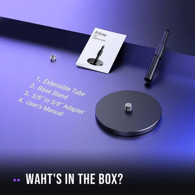 Alt view image 7 of 7 - Desktop Microphone Stand, Heavy-Duty Metal Adjustable Table Mic Stand with 5/8" Male to 3/8" Female Screw Adapter, 4 Non-Slip Pads Compatible with Microphones for Recording, Streaming-BS1