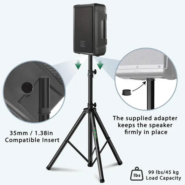Alt view image 2 of 7 - Pair of Speaker Tripod Stands Height Adjustable from 43.7'' to 70.8'' PA DJ Party Tripod Speaker Stand 35mm Compatible Insert