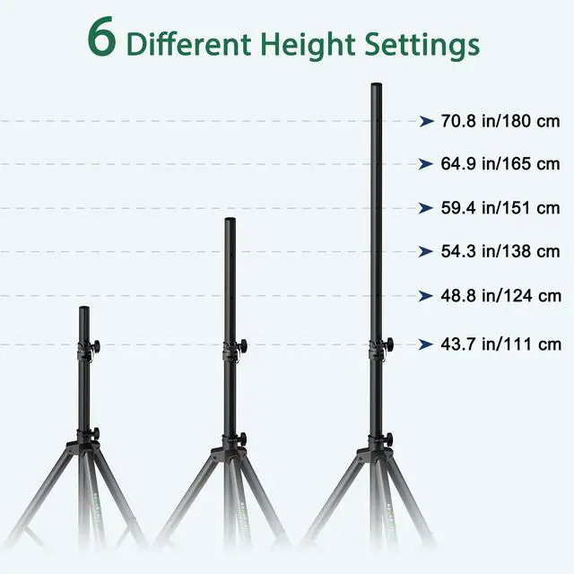 Alt view image 3 of 7 - Pair of Speaker Tripod Stands Height Adjustable from 43.7'' to 70.8'' PA DJ Party Tripod Speaker Stand 35mm Compatible Insert