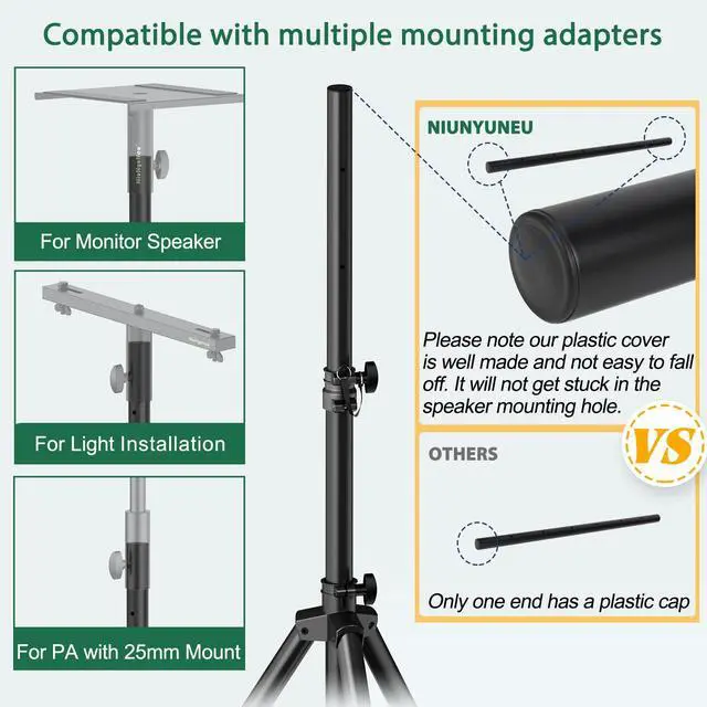 Alt view image 5 of 7 - Pair of Speaker Tripod Stands Height Adjustable from 43.7'' to 70.8'' PA DJ Party Tripod Speaker Stand 35mm Compatible Insert
