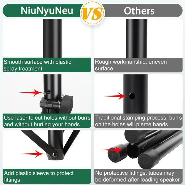 Alt view image 6 of 7 - Pair of Speaker Tripod Stands Height Adjustable from 43.7'' to 70.8'' PA DJ Party Tripod Speaker Stand 35mm Compatible Insert