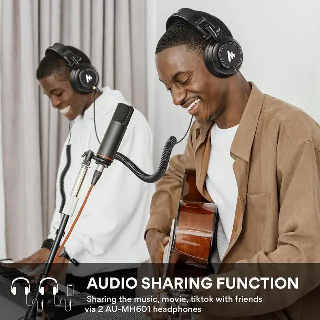 Alt view image 6 of 7 - MH601 Professional Studio Monitor Headphones, Wired Closed Back Over Ear DJ Headset with 50mm Drivers and 1/4 inch to 3.5mm Jack for Guitar Amp Recording Mixing Piano Music Podcast Streaming