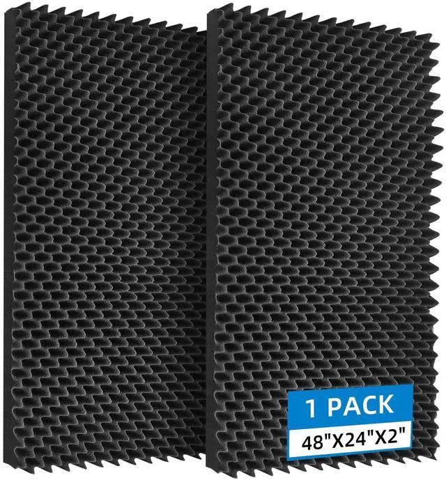 Main image of 1 Pack Sound Proof Foam Panels |48"×24"×2" Quick-Recovery Soundproof Wall Panels | High Density Sound Dampening Panels for Home Studio,(Black)