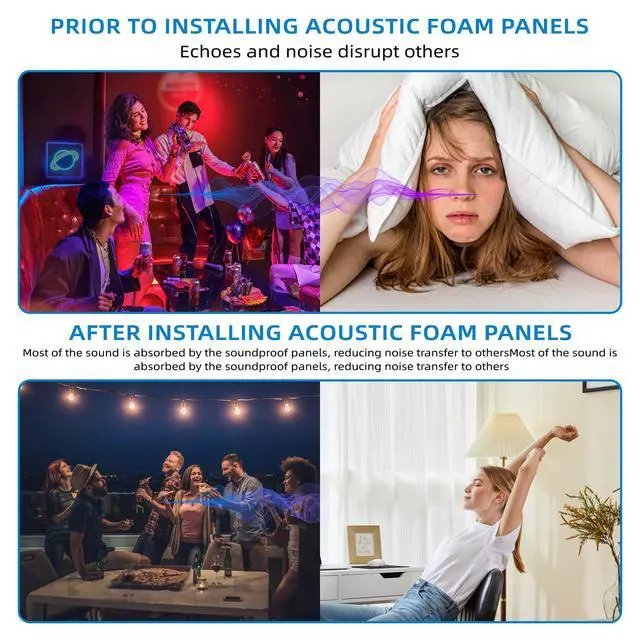 Alt view image 4 of 6 - 1 Pack Sound Proof Foam Panels |48"×24"×2" Quick-Recovery Soundproof Wall Panels | High Density Sound Dampening Panels for Home Studio,(Black)