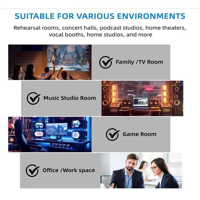 Alt view image 5 of 6 - 1 Pack Sound Proof Foam Panels |48"×24"×2" Quick-Recovery Soundproof Wall Panels | High Density Sound Dampening Panels for Home Studio,(Black)