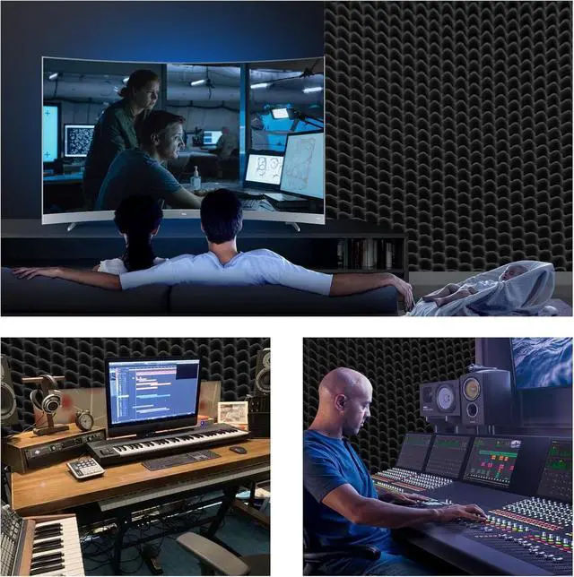 Alt view image 6 of 6 - 1 Pack Sound Proof Foam Panels |48"×24"×2" Quick-Recovery Soundproof Wall Panels | High Density Sound Dampening Panels for Home Studio,(Black)