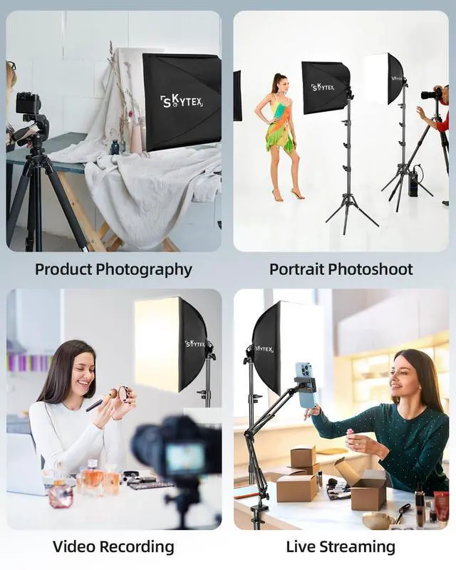 Alt view image 5 of 7 - Softbox Lighting Kit(1-2Pack),16x16in Soft Box|Upgrade 135W 2700-6400K 100V-240V E27 LEDBulb Continuous Photography Lighting,Photo Studio Light Equipment for Camera Shooting Video Recording